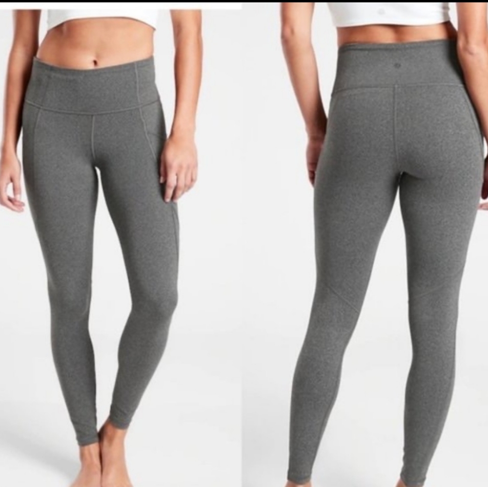 Athleta Salutation Stash Pocket Grey 7/8 Tights Leggings